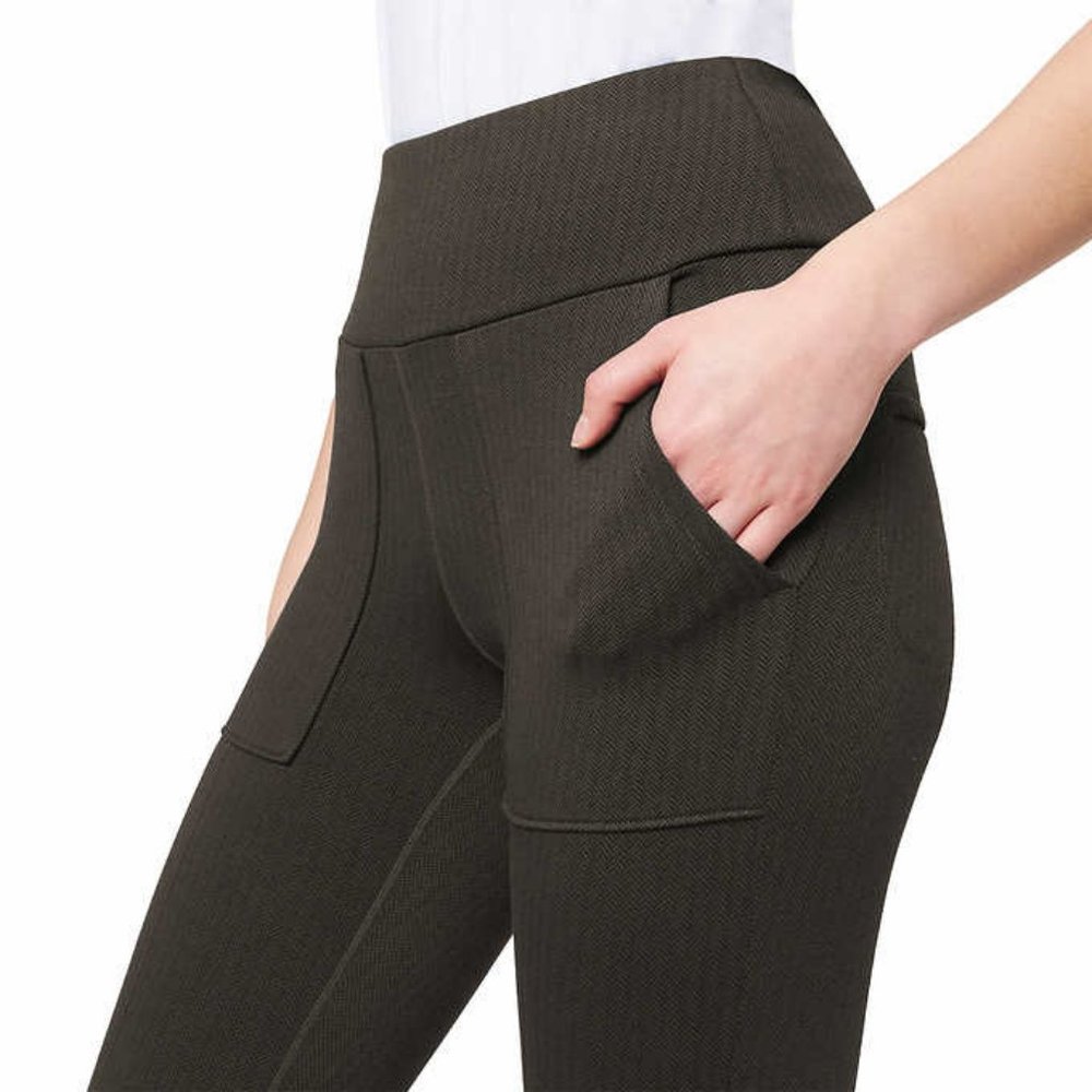 NWT Ladies' Brushed Interior Knit High-waisted Legging Tights Brown XL